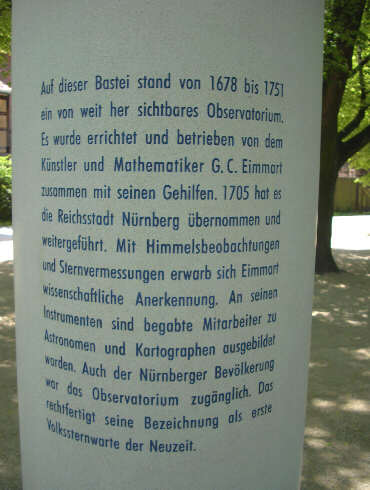 Denkmal Georg Christoph Eimmart, Grnder der ersten Nrnberger Sternwarte, geb. 22.08.1638 in Regensburg, verstorben 05.01.1705 in Nrnberg (Mai 2009)